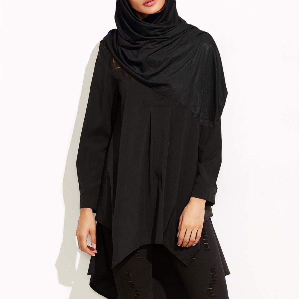 Long Ynes Musulmane Femme Pour Boutique Idéal Noir Maxi Chemisier ESnqgq0